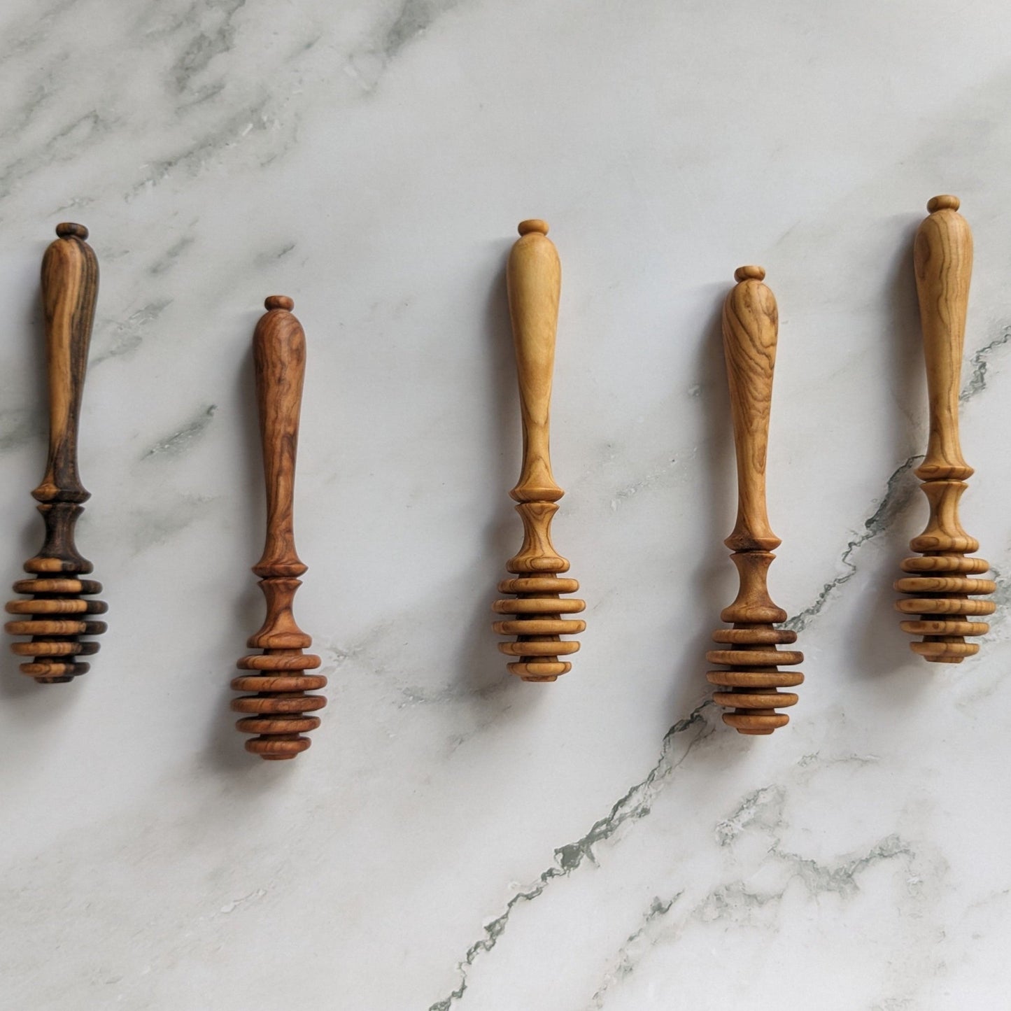 Olive Wood Honey Dipper--Bee Balm Company